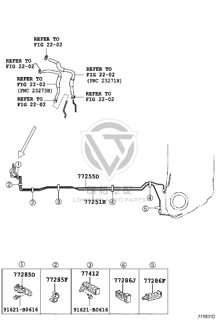 No. 4 Fuel Pipe Clip 77289-20080 for Toyota Caldina
