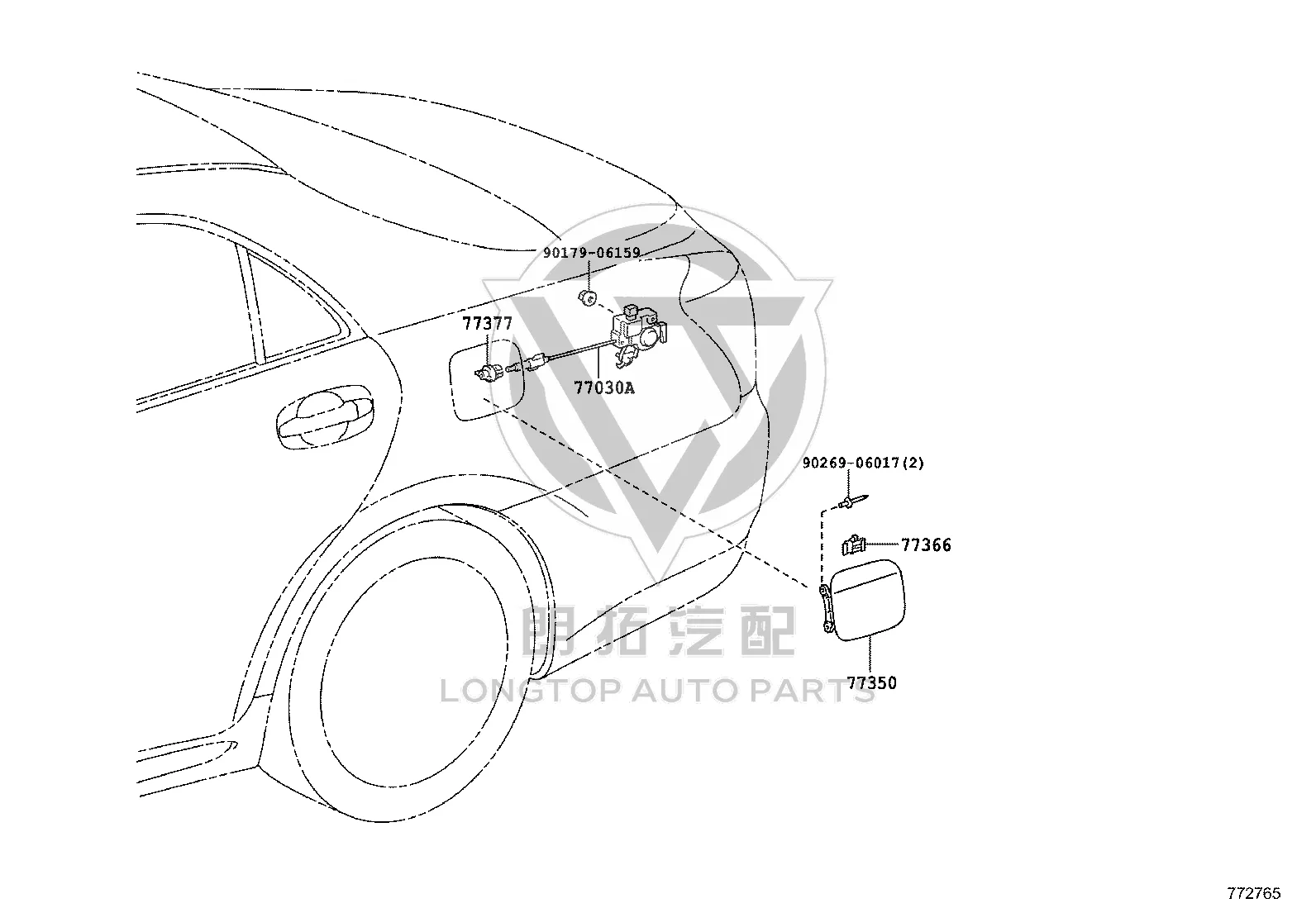 Fuel Tank Filler Cap (Outer) 77350-30410 for Toyota Crown
