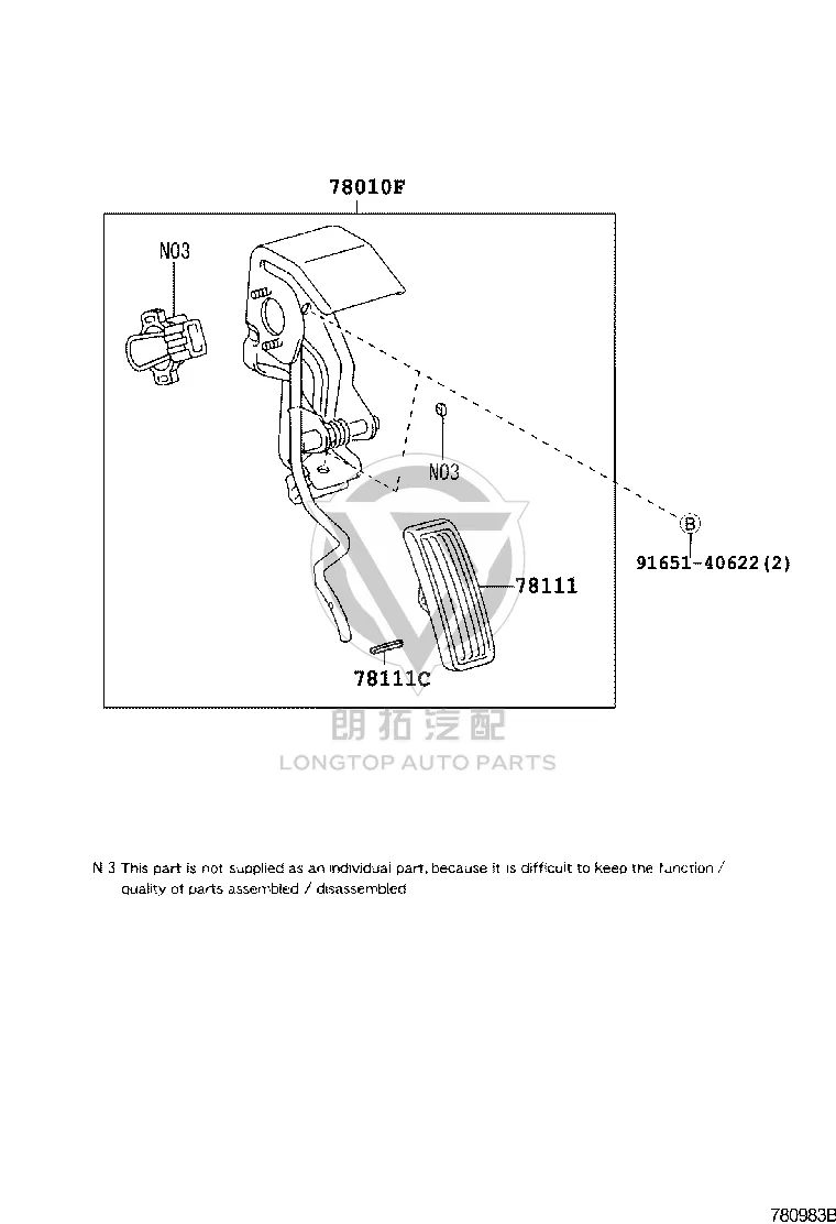 Accelerator Pedal 78010-12182 for Toyota Corolla