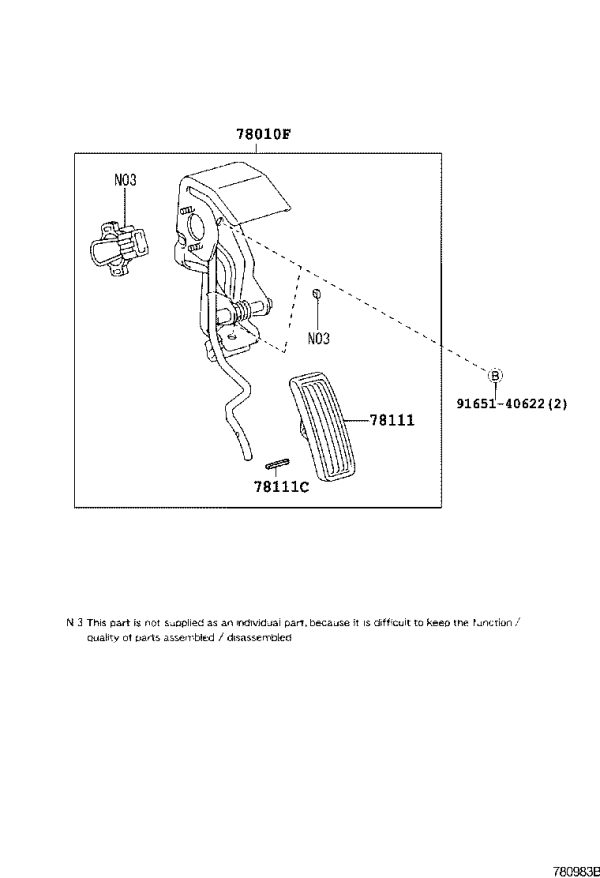 Accelerator Pedal 78010-12182 for Toyota Corolla