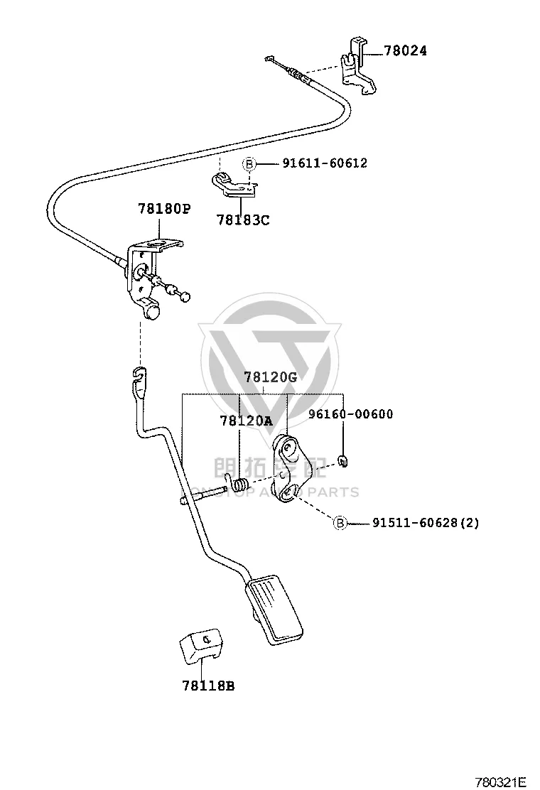 Throttle Cable 78180-60600 for Toyota Land Cruiser