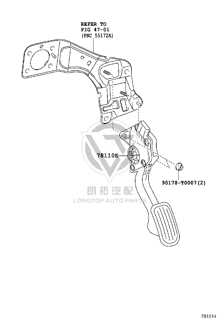 Accelerator Pedal 78110-0K030 for Toyota Fortuner