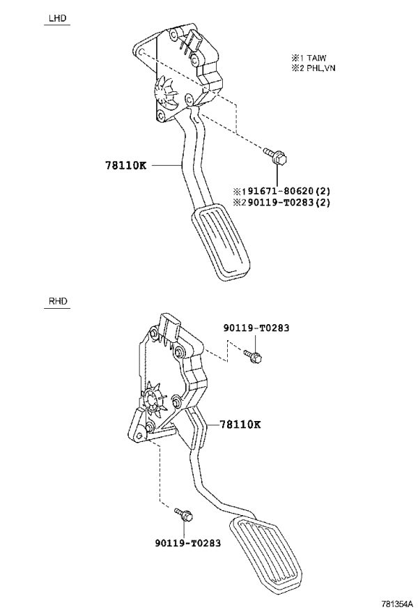 Accelerator Pedal 78110-33082 for Toyota Camry