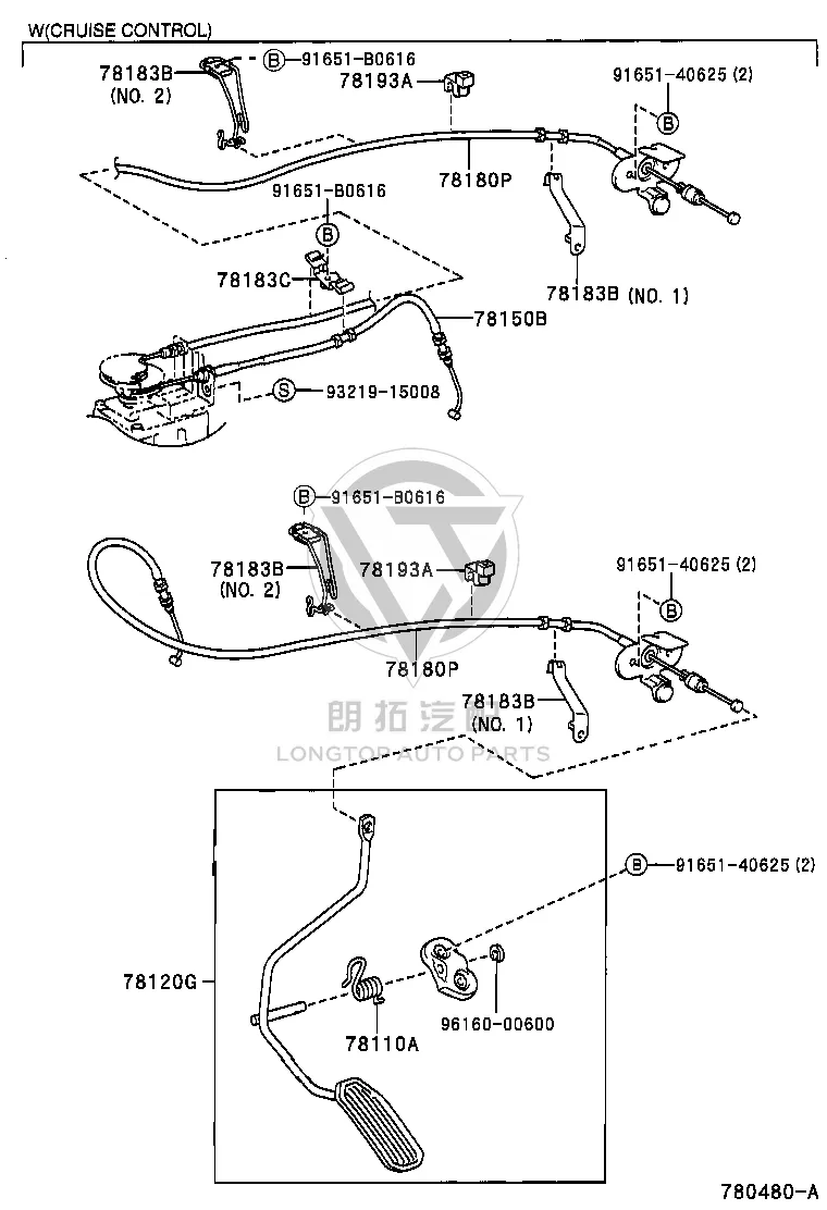 Throttle Cable 78180-28350 for Toyota Previa