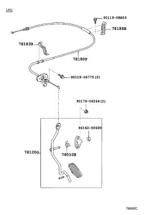 Throttle Cable 78180-60700 for Toyota Land Cruiser Prado