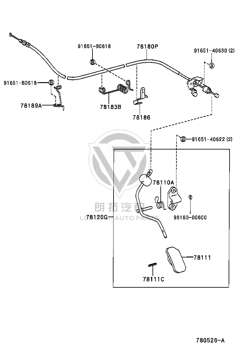 1# Accelerator Pedal Control Cable Bracket 78186-13040 for Toyota Corolla