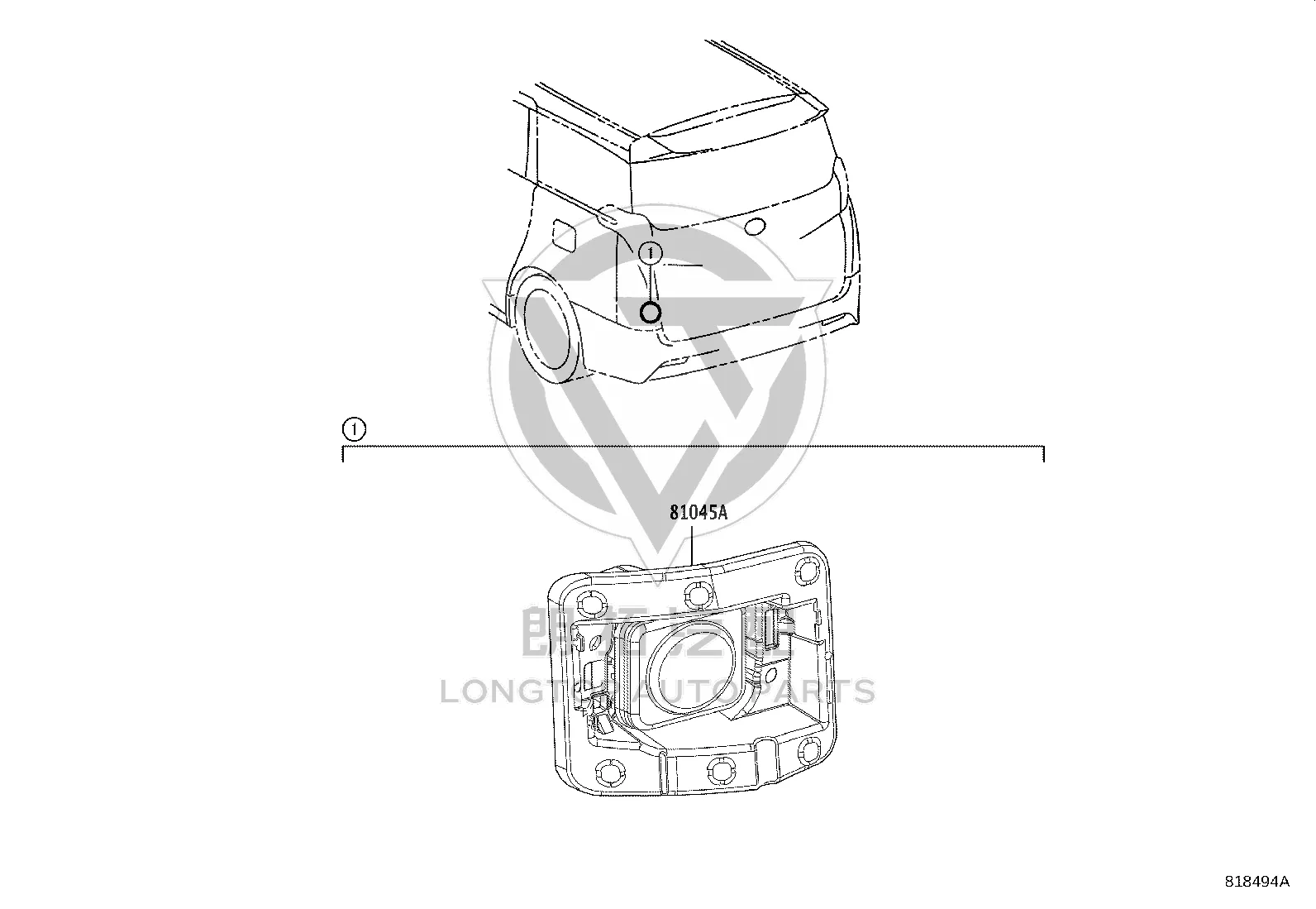 Rear Fog Lamp Garnish Left 81026-58070 for Toyota Alphard
