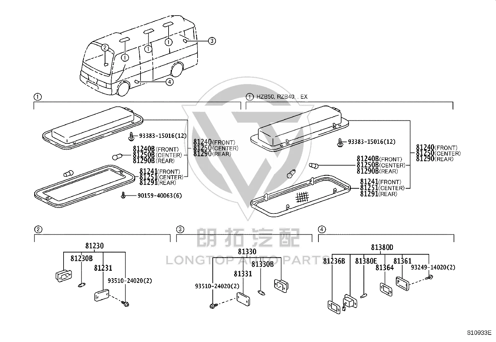 Paddle Board Lighting Lamp Assembly 81380-36020 for Toyota Coaster