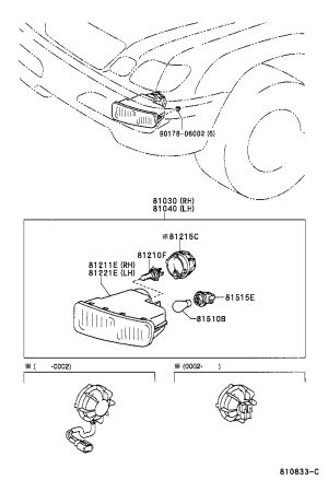 Right Front Fog & Turn Signal Lamp 81039-60051 for Toyota Land Cruiser
