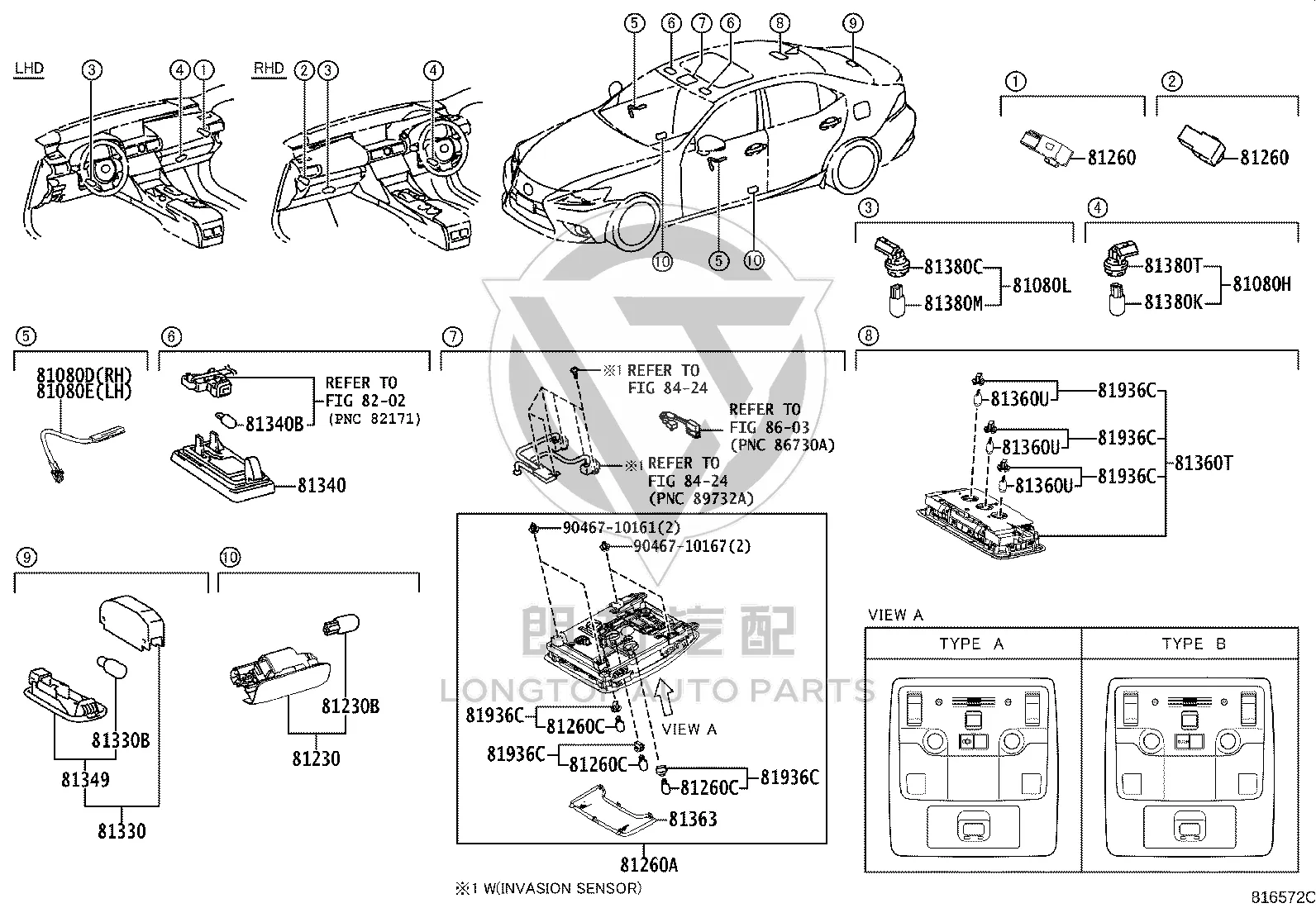 Dashboard Clutter Box Light 81080-22040 for Toyota Alphard
