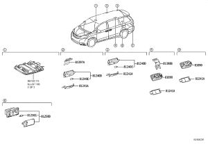 Interior Light Assembly 81090-08020B0 for Toyota Sienna