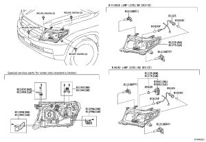 Headlamp semi-assembly (left) 81106-60P40 for Toyota Land Cruiser