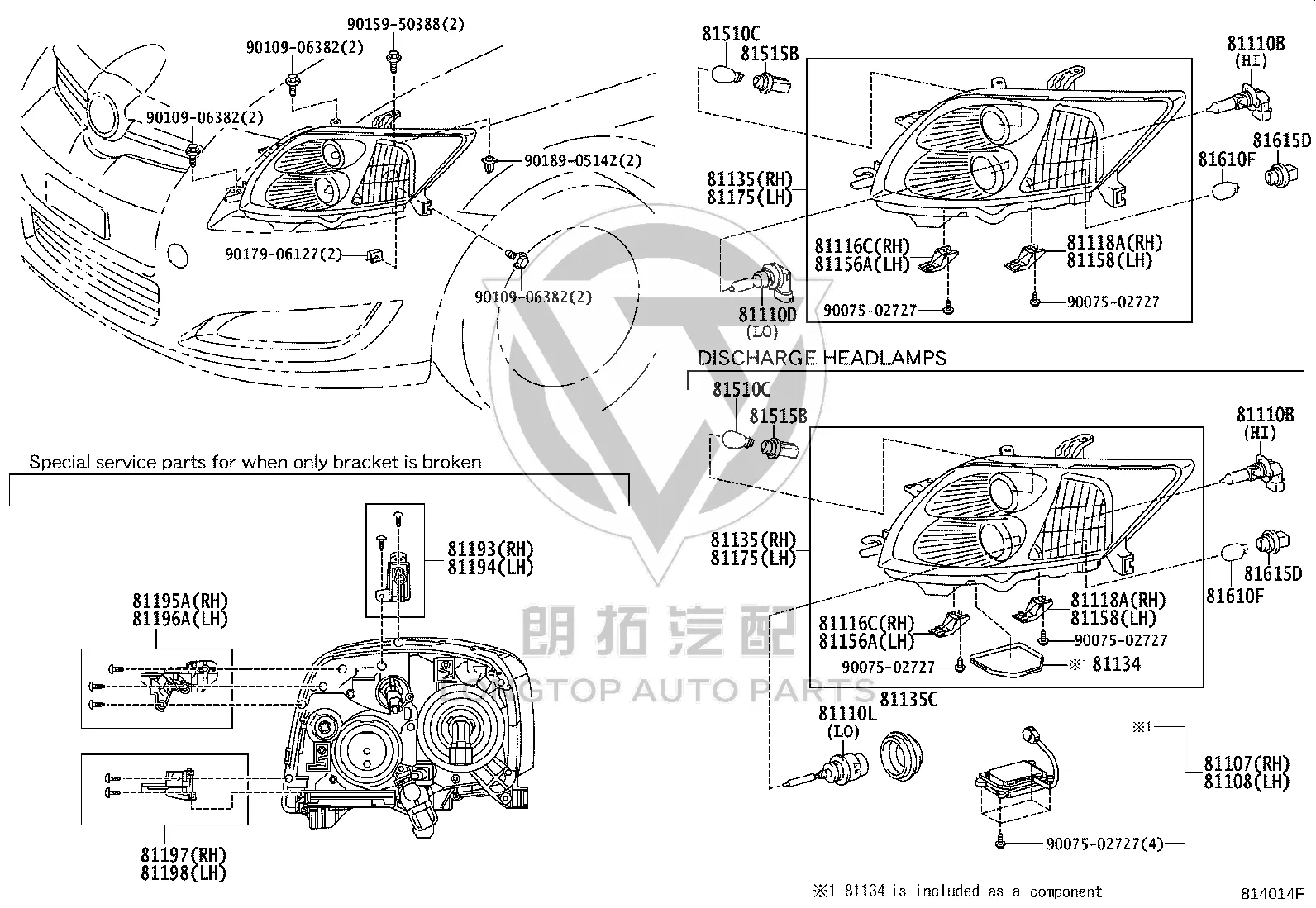 Headlamp High-Voltage Package 81107-52681 for Toyota ALPHARD