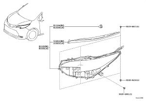 Headlight Assembly (Right) 81110-08110 for Toyota Sienna