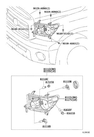 Left Headlight Assembly 81150-0C091 for Toyota Tundra