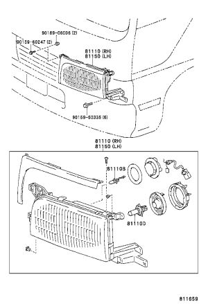 Front Light Assembly (Right) 81110-36530 for Toyota Coaster