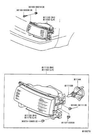 Headlamp semi-assembly (left) 81170-26200 for Toyota Hiace