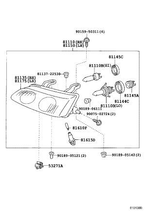 Right Headlight Assembly 81110-44031 for Toyota Picnic