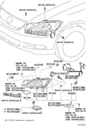 Headlamp semi-assembly (left) 81185-30C01 for Lexus GS30