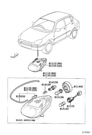 Width light lamp holder 81125-87401 for Toyota Duet