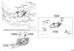 Headlight Assembly (Right) 81110-02B31 for Toyota Corolla
