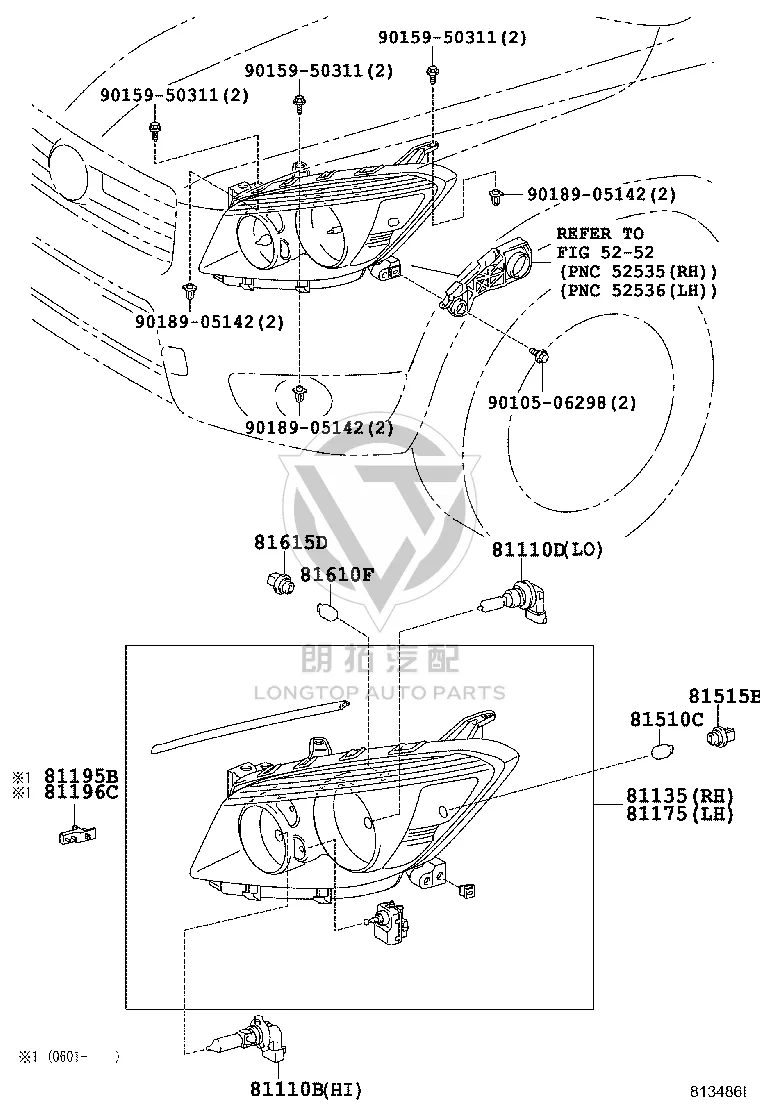 Front Headlamp Half Assembly 81170-42311 for Toyota RAV4