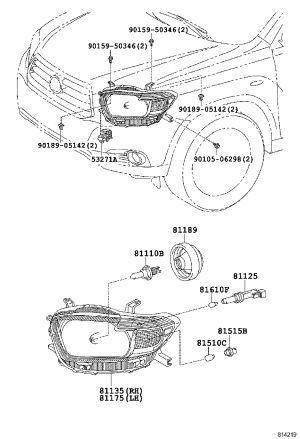 Headlight Semi-Assembly Left 81170-48A30 for Toyota Highlander