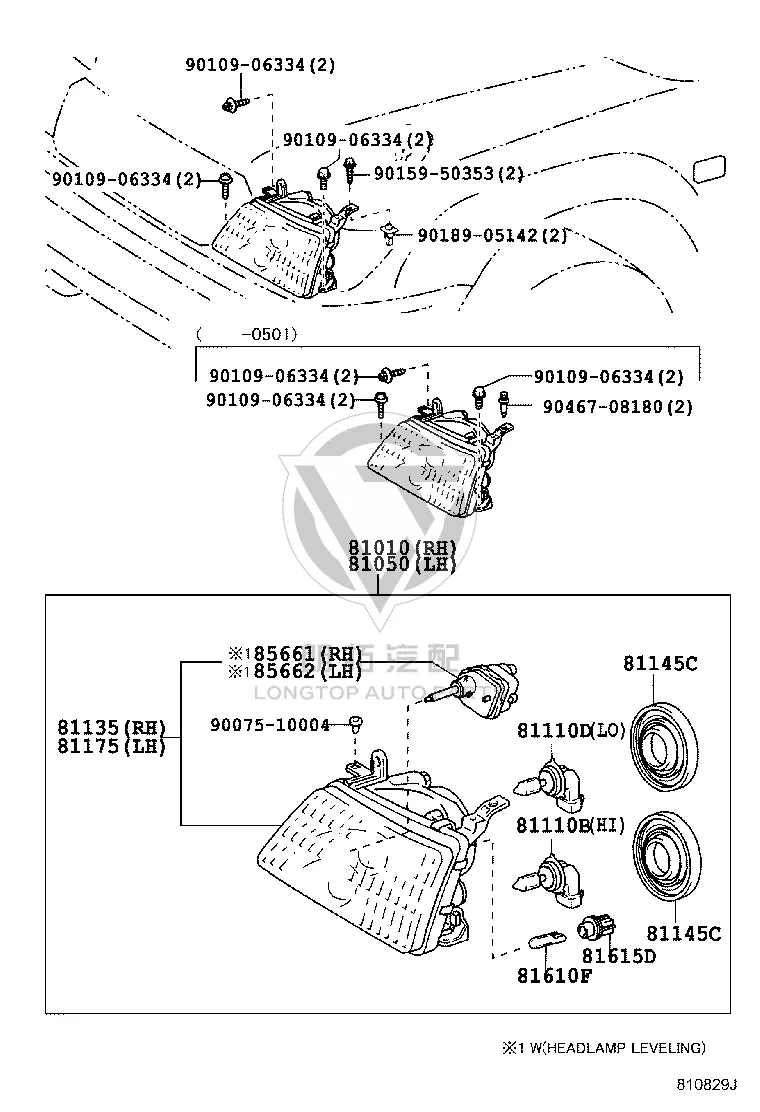 Headlamp Semi-Assembly Left 81170-60A82 for Toyota Land Cruiser