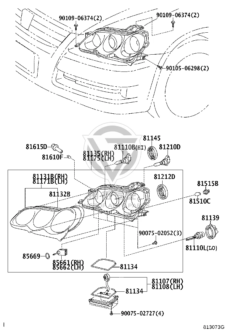 Front Headlamp Cover 81131-22A20 for Toyota Mark X