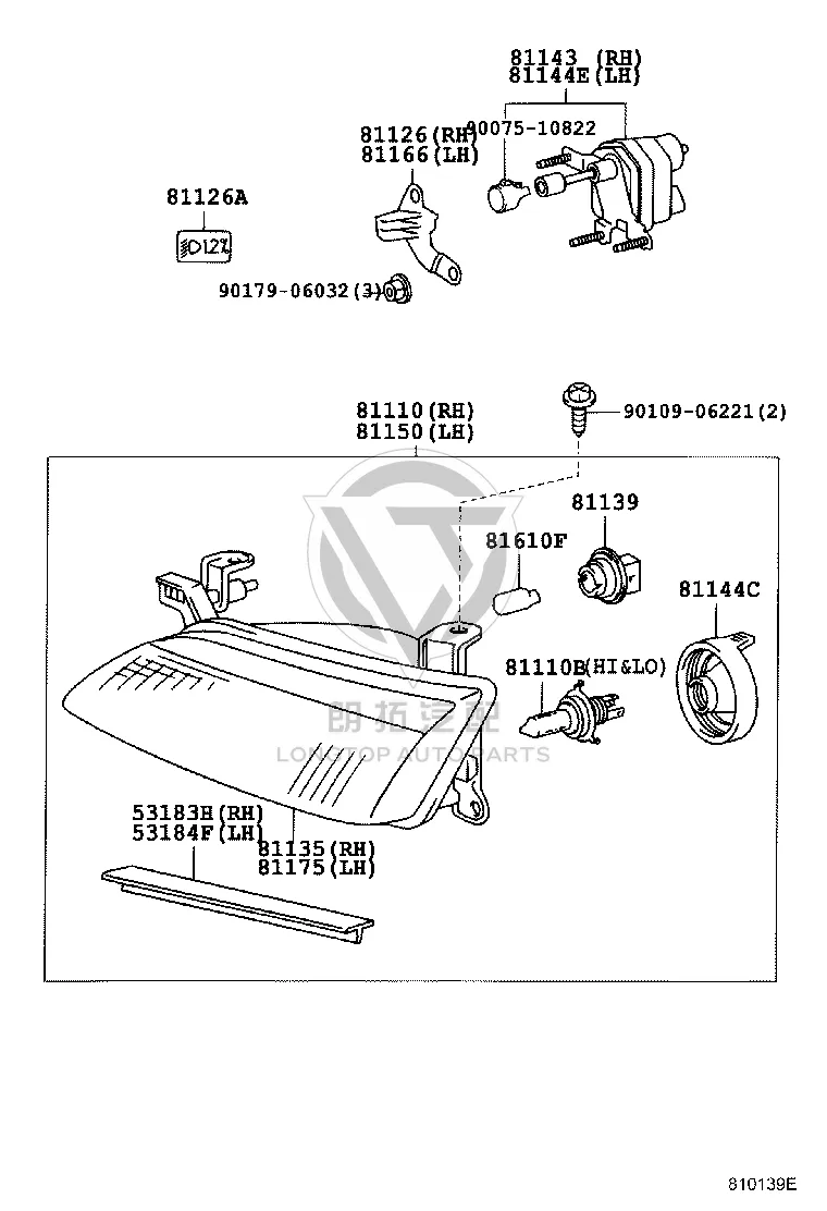 Left Headlamp Motor 81144-33020 for Toyota Camry