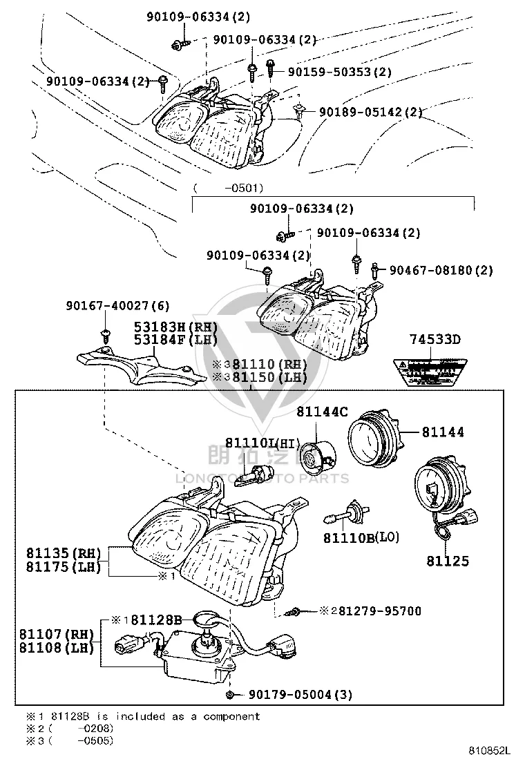 Front Headlight Assembly 81145-6A251 for Lexus LX470