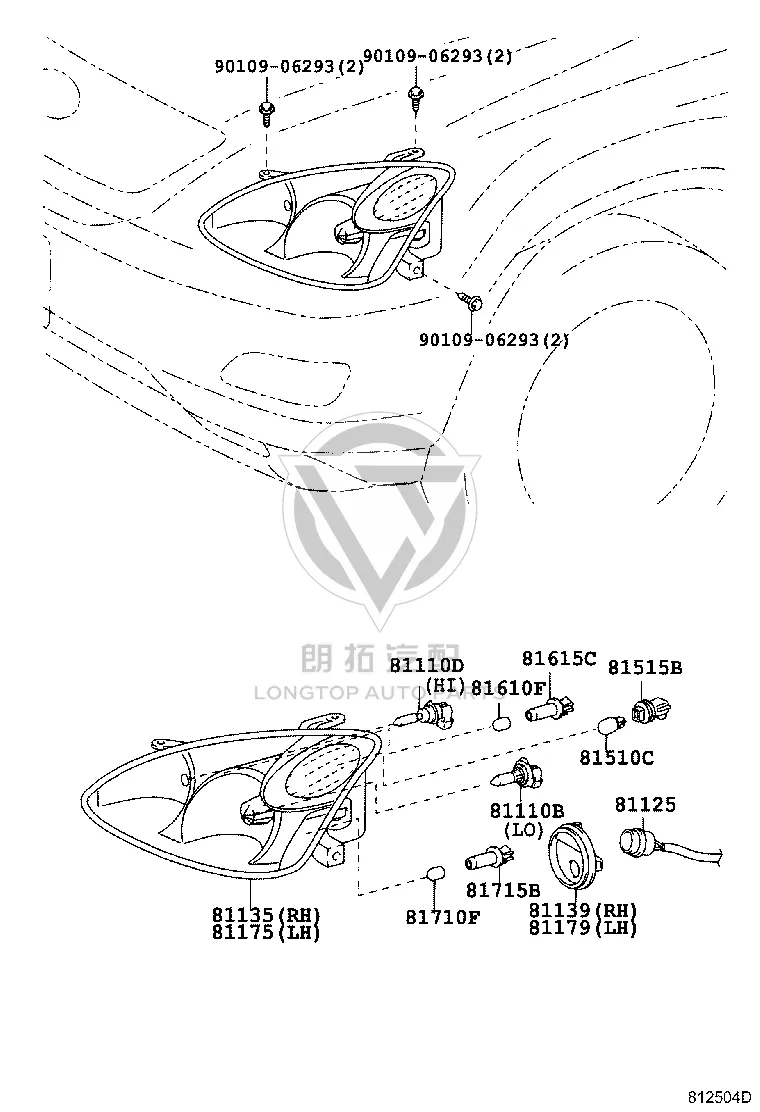 Headlamp semi-assembly (left) 81185-48210 for Lexus RX330