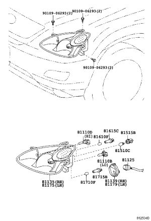 Headlamp semi-assembly (left) 81185-48210 for Lexus RX330