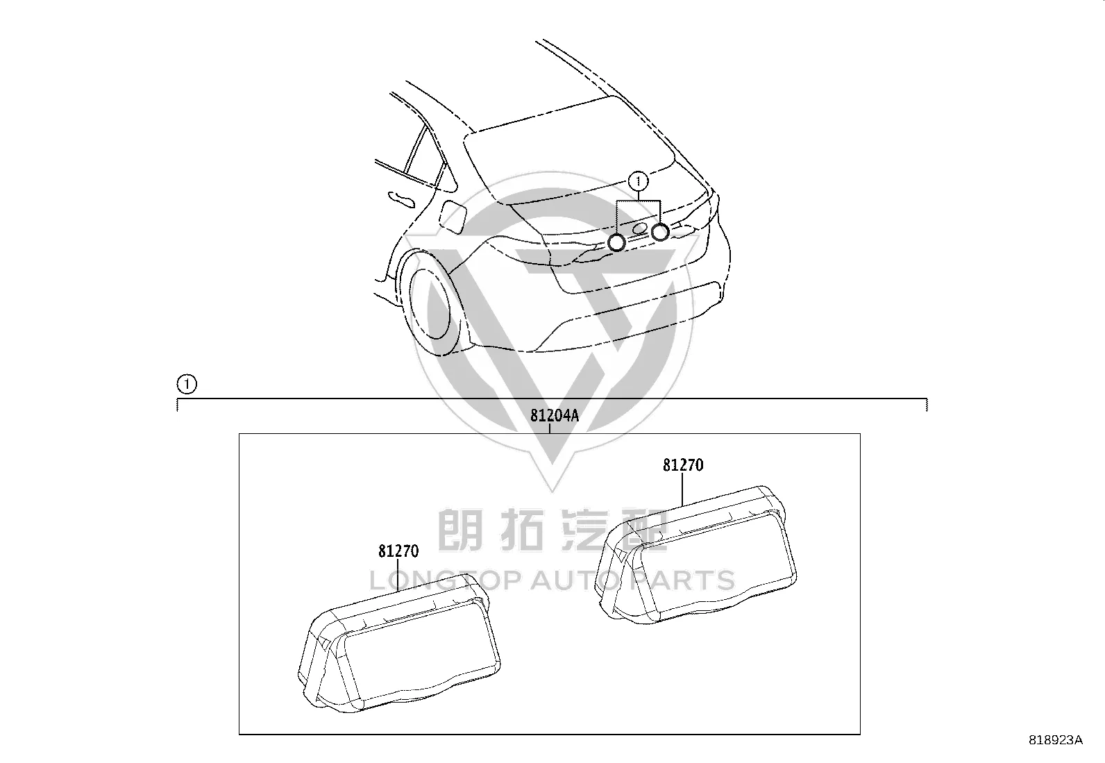 License Plate Lamp Assembly 81204-33030 for Toyota Alphard