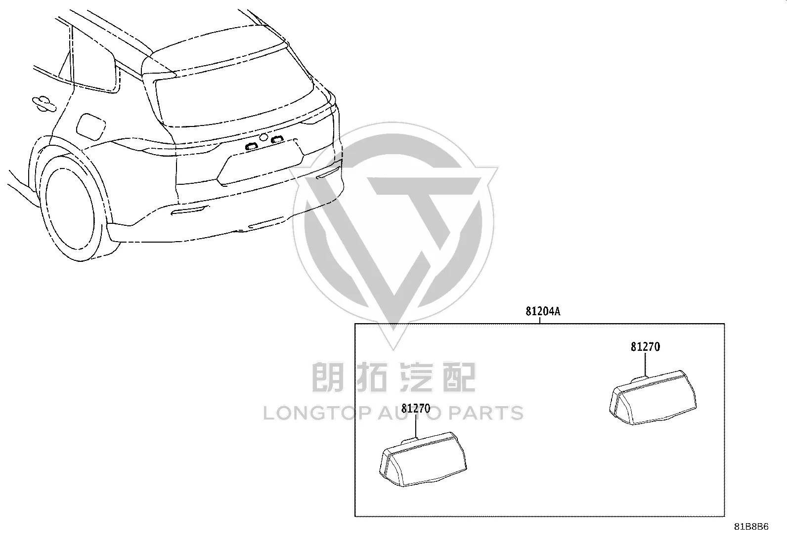 License Plate Lamp Assembly 81204-76010 for Toyota ALPHARD