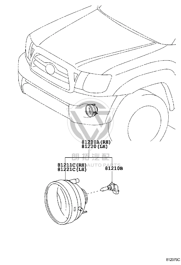 Front Fog Light Half Assembly Left 81210-AA030 for Toyota Sequoia