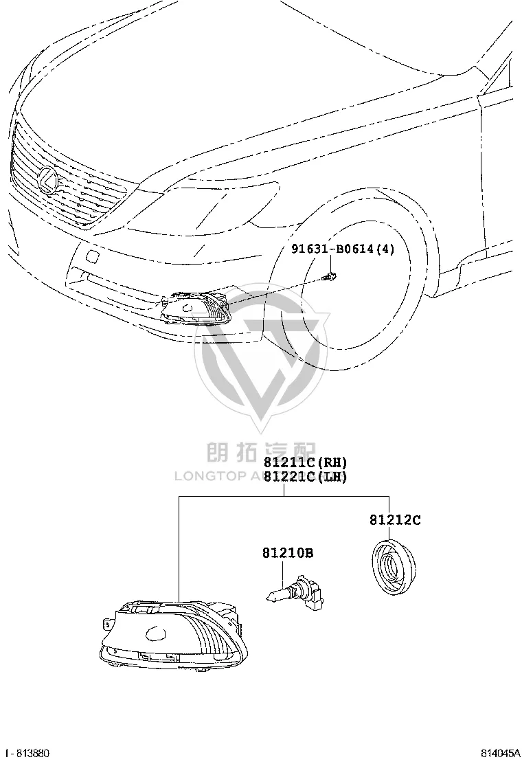 Front Fog Light Half Assembly 81211-50090 for Lexus LS460