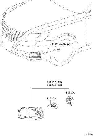 Front Fog Lamp Assembly 81221-50120 for Lexus LS600H
