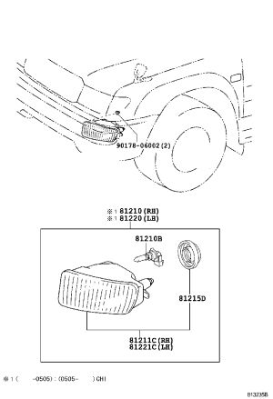 Front Fog Lamp Half Assembly 81221-60032 for Toyota Land Cruiser