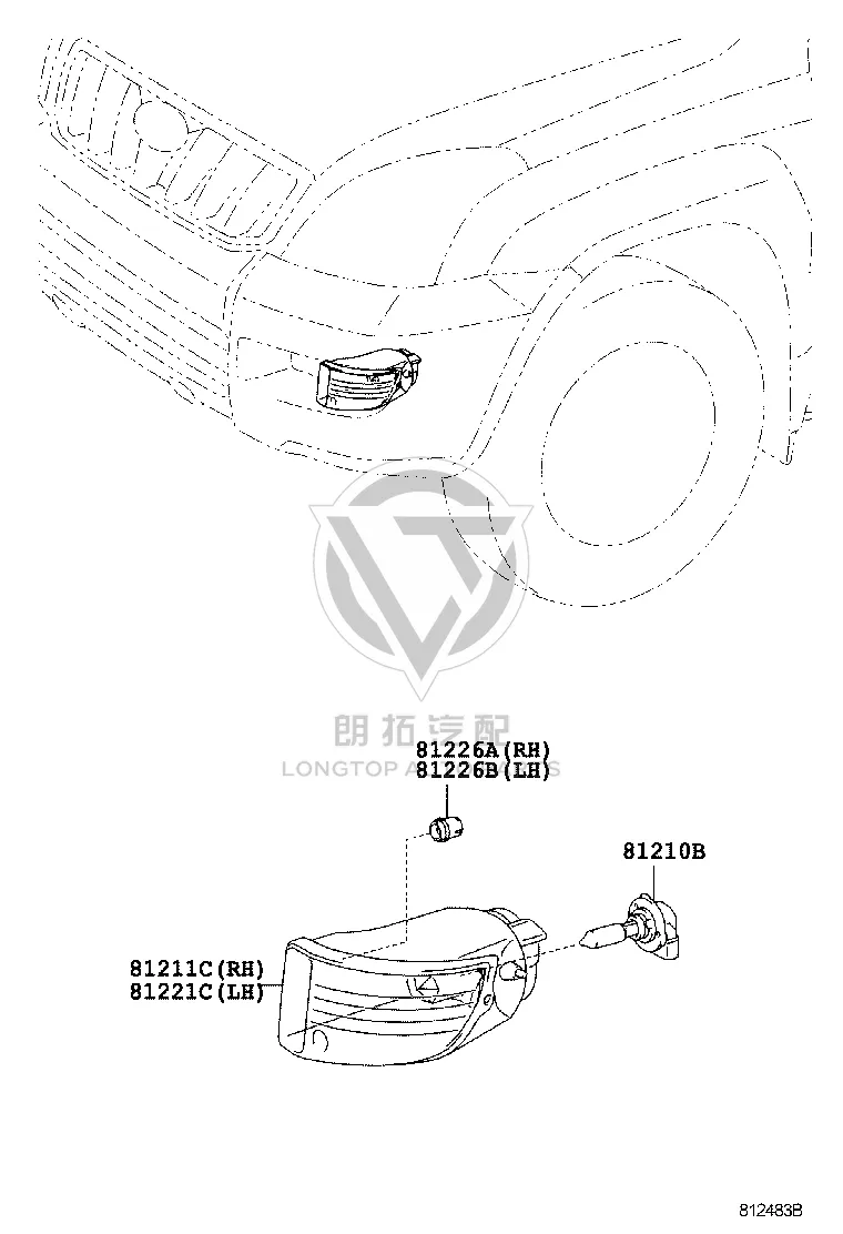 Front Fog Lamp Assembly Left 81221-60071 for Toyota Land Cruiser Prado