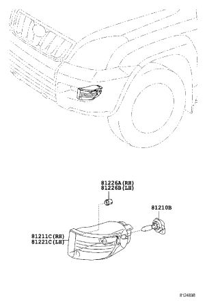 Front Fog Lamp Semi-Assembly 81211-60151 for Toyota Land Cruiser Prado