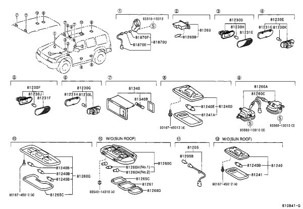 Indoor Ceiling Light Cover 81265-60070 for Toyota Land Cruiser