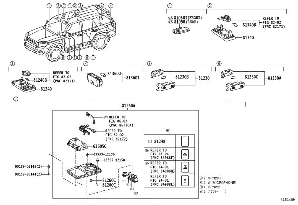 Roof vanity lamp 8134030-100E2 for Toyota 4RUNNER