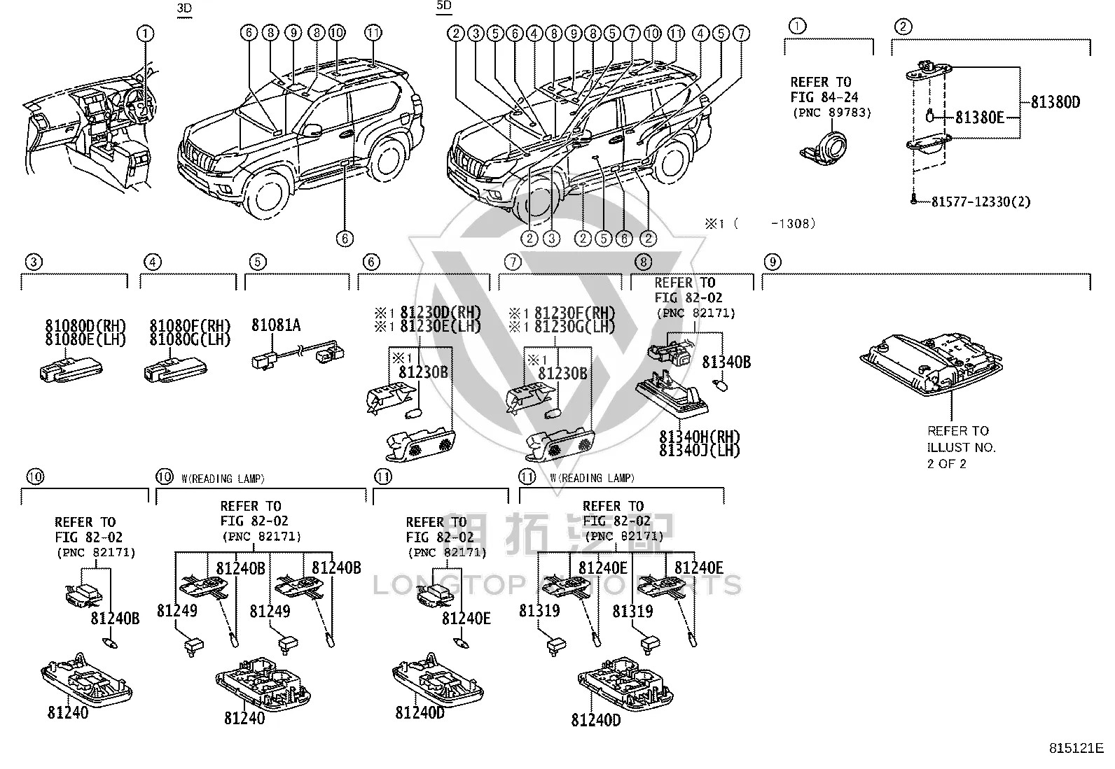 Indoor Ceiling Light 81240-60060 for Toyota Land Cruiser Prado