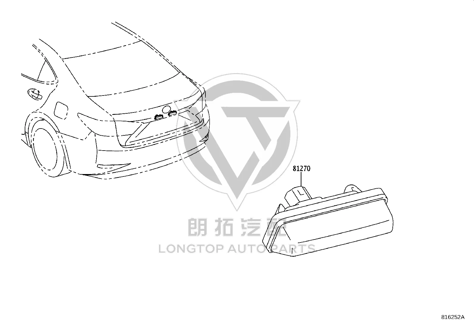 Rear License Plate Light 81270-33100 for Toyota Mirai