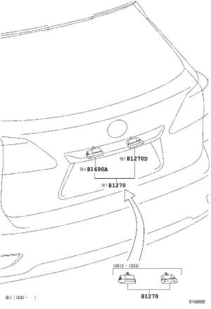 Rear License Plate Lamp 81690-48020 for Lexus RX