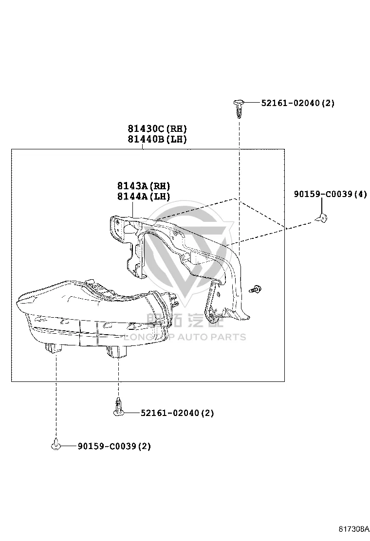 Daytime Running Light Right 81430-0E032 for Toyota Highlander