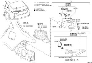 Inner Left Tail Light Assembly 81590-02D60 for Toyota Corolla