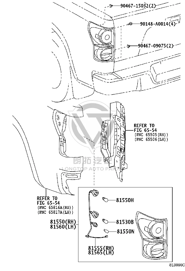 Outer Taillight Assembly Left 81560-0C101 for Toyota Tundra