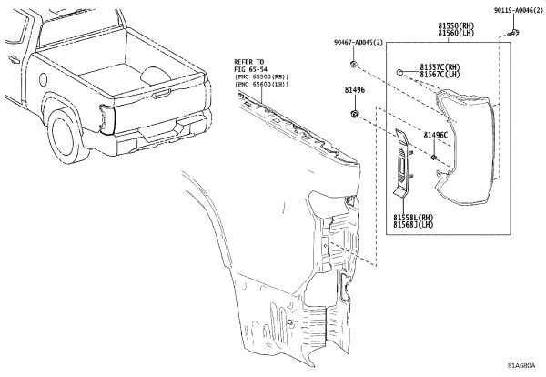Outer Tail Light Assembly 81560-0C130 for Toyota Tundra